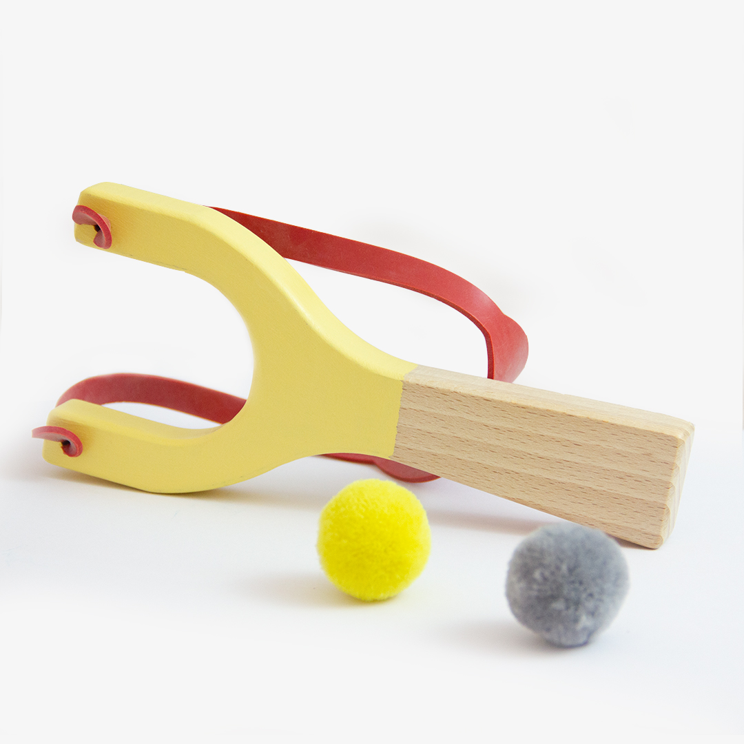 Schleuder mit PomPoms "Beech Wood Catapult"