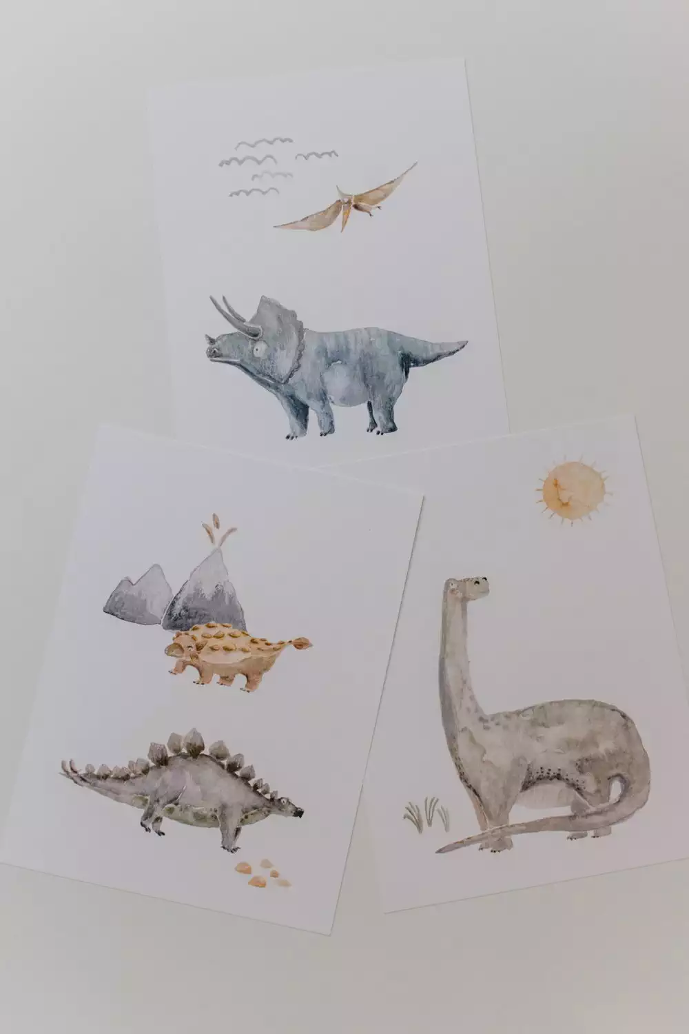 Poster "Dino Triceratops" Aquarell Print DIN A3