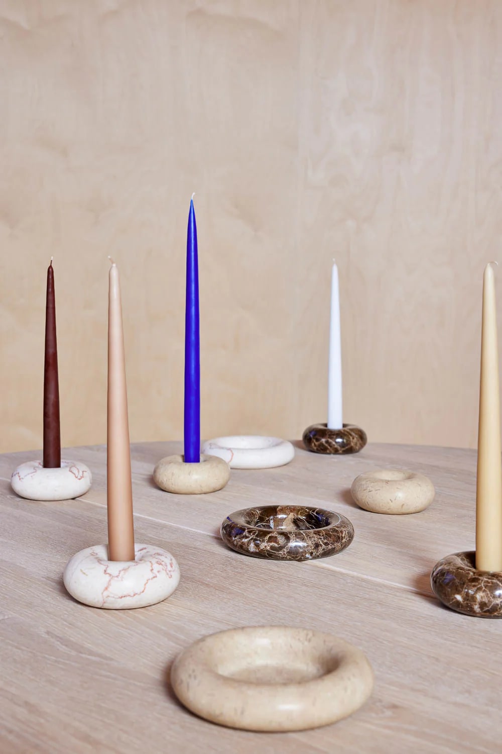 Kerzenständer aus Marmor- Groß "Savi"- Off White