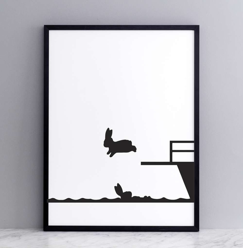 Bild "Diving Rabbit" 30x40 cm