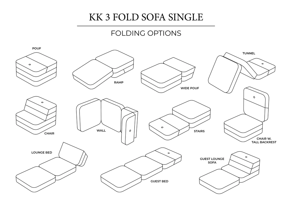 Klapp-Sofa "KK 3 Fold Sofa" Single Soft - Soft Rose/ Rose