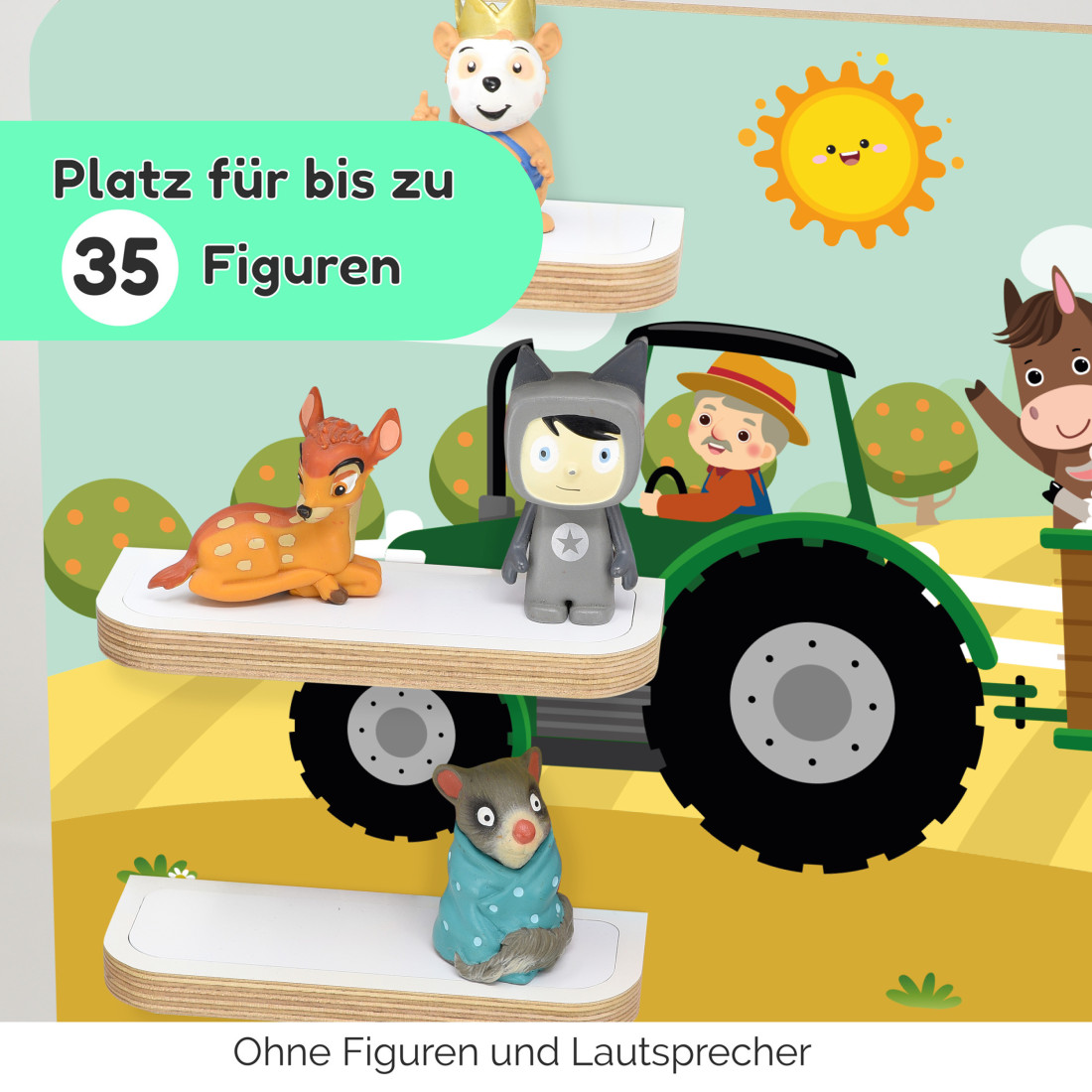 Regal für Tonies, 'Bauernhof', mit schmalem Boden, mittel