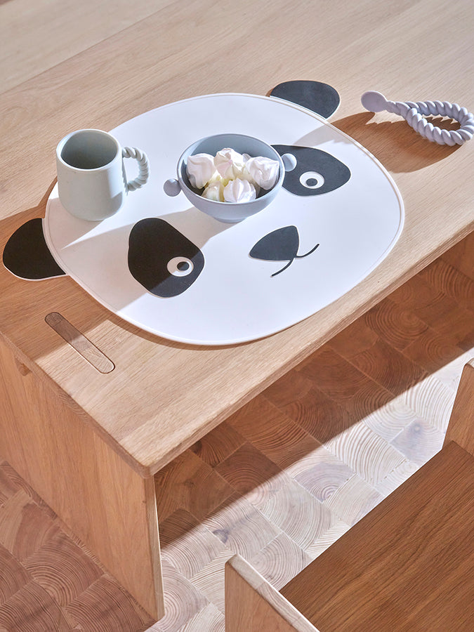 Tischset für Kinder "Panda - White / Black" aus Silikon