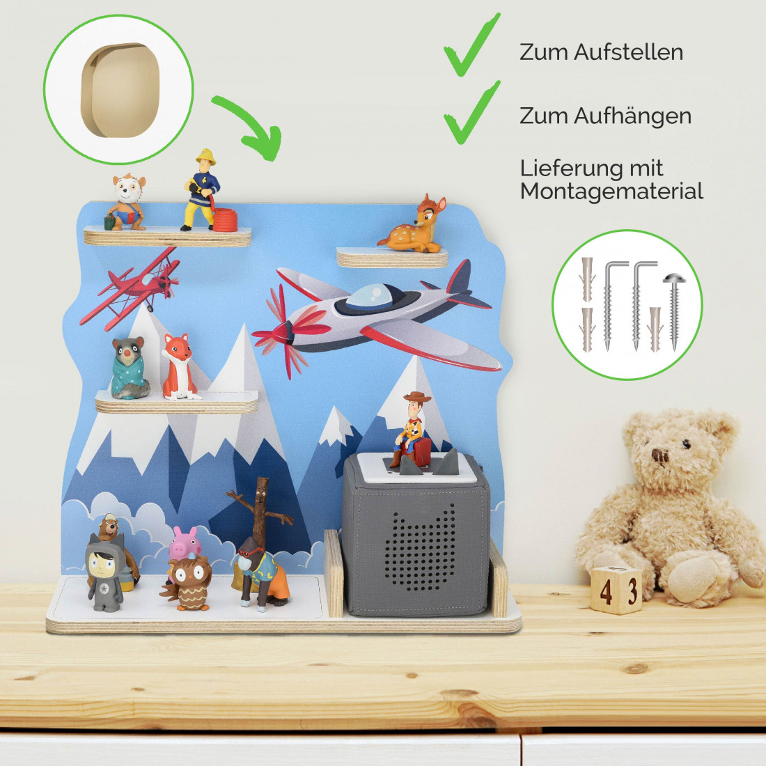 Musikboxregal passend für Toniebox, 'Flugzeug', mittel