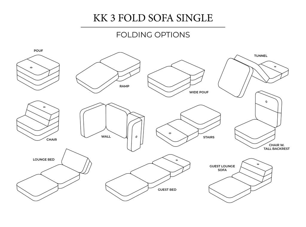 Klapp-Sofa "KK 3 Fold Sofa" Single Soft - Multi Grey/ Grey