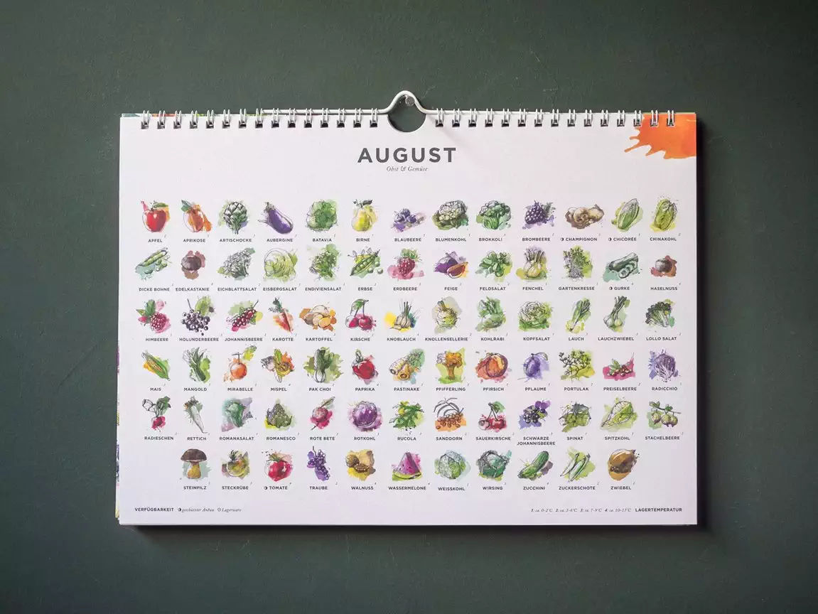 Ewiger Saisonkalender - 101 Sorten DIN A4 farbig