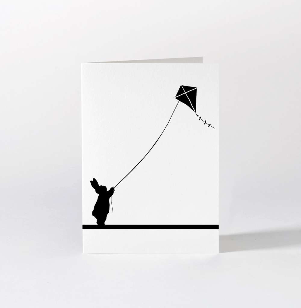 Grußkarte "Kite Flying Rabbit"
