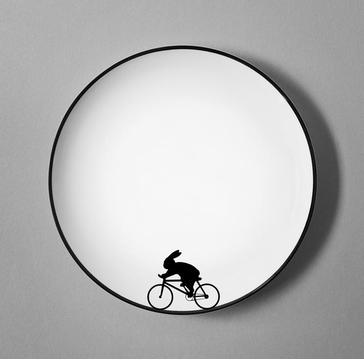 Porzellanteller Hase "Racing Bike Rabbit"